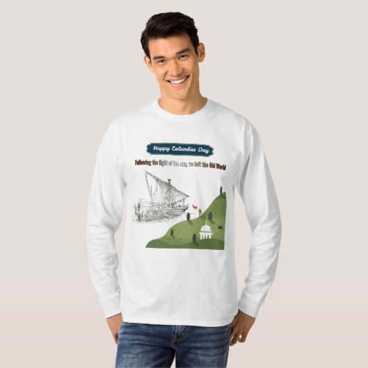 Eer aan Columbus wit T-shirt (Voorkant volledig)