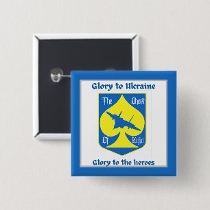Eer Aan De Helden Oekraïne Vliegende Ace  Vierkante Button 5,1 Cm