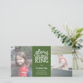 Eer aan de pasgeboren Koning Groen Wit Foto Feestdagenkaart (Staand voorkant)