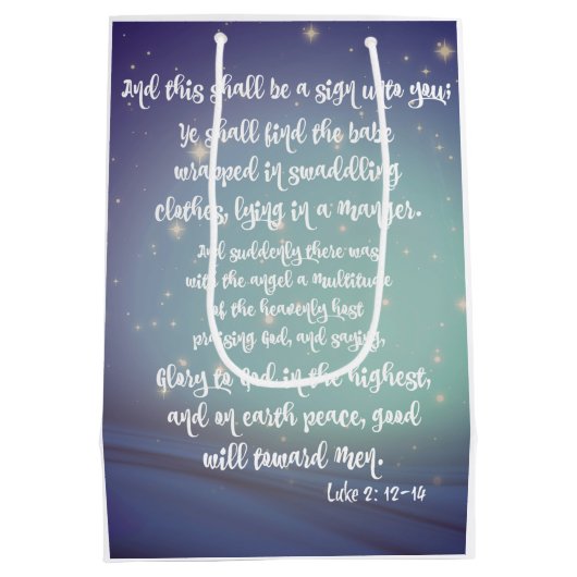 Eer aan God Engel Verzen Kerstmis Medium Cadeauzakje (Achterkant)