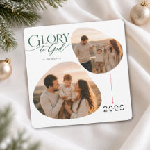 Eer aan God Gezegende Familie Kerstmis Twee Foto