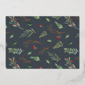 Eer aan God Groene takken Bessen & Schrift Foto Go Folie Feestdagenkaart (Achterkant)