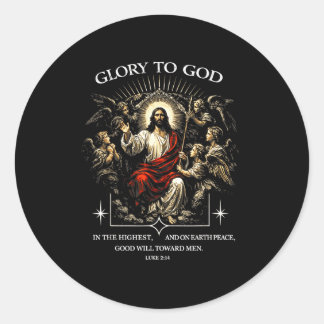 Eer aan god in de hoogste en op aarde vrede luk ronde sticker