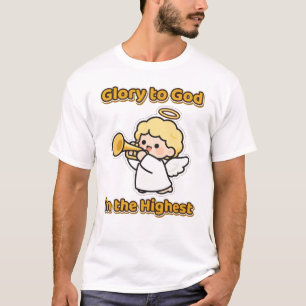 Eer aan God in de hoogste kerst engel T-shirt