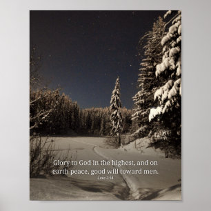 Eer aan God in de hoogste mate Lucas 2:14 Kerst Sc Poster