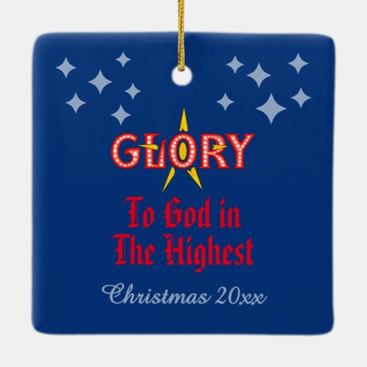 Eer aan God in de hoogste... Vierkant Keramisch Ornament (Achterkant)