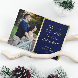 Eer aan God in den Hoge Kerst Foto Feestdagenkaart