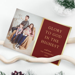 Eer aan God in den Hoge Kerst Foto Feestdagenkaart
