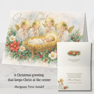 Eer aan God Kerstengelen Kerstgroet Feestdagen Kaart