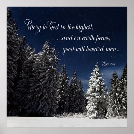 Eer aan God - Lukas 2:14 Poster (Voorkant)