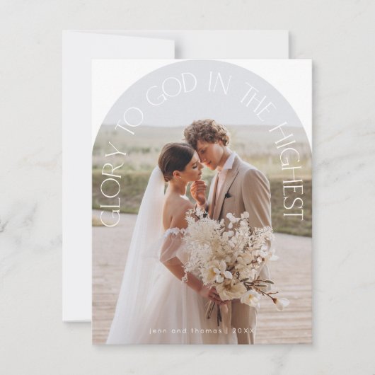 Eer aan God moderne aarttypografie Kerstmis Feestdagenkaart (Voorkant)