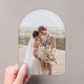 Eer aan God moderne boog foto religieuze Kerstmis Acryl Uitnodigingen (Insitu (Draagbaar))