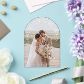 Eer aan God moderne boog foto religieuze Kerstmis Acryl Uitnodigingen (Insitu (Huwelijk))