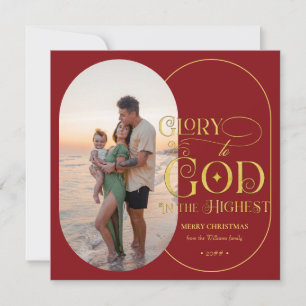 Eer aan God Religieus 2 Foto Script Christelijk Feestdagenkaart