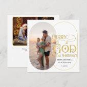 Eer aan God Religieus Christelijk 2 Foto Script Feestdagenkaart (Voorkant / Achterkant)