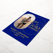 Eer aan God Religieus Christelijk 2 Foto Script Folie Feestdagenkaart (Gedraaid)