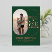 Eer aan God Religieus Christelijk 2 Foto Script Folie Feestdagenkaart (Staand Voorkant)