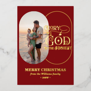 Eer aan God Religieus Christelijk 2 Foto Script Folie Feestdagenkaart
