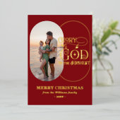 Eer aan God Religieus Christelijk 2 Foto Script Folie Feestdagenkaart (Staand Voorkant)