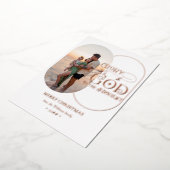 Eer aan God Religieus Christelijk 2 Foto Script Folie Feestdagenkaart (Gedraaid)