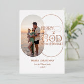 Eer aan God Religieus Christelijk 2 Foto Script Folie Feestdagenkaart (Staand Voorkant)