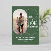 Eer aan God Religieus Christelijk 2 Foto Script Folie Feestdagenkaart (Staand Voorkant)