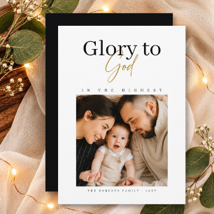 Eer aan God Religieuze Minimaal Foto Kerstmis Feestdagenkaart