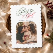 Eer aan God Rode Groene Geschulpte Kerst Foto