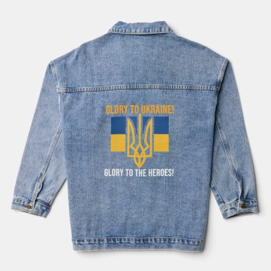 Eer aan Oekraïne! Eer aan de Helden! Denim Jacket (Achterkant)