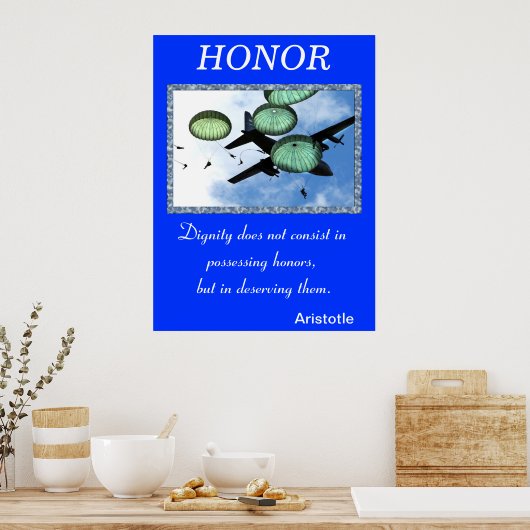 Eer beveelt de edele geest van het slagveld poster (Keuken)