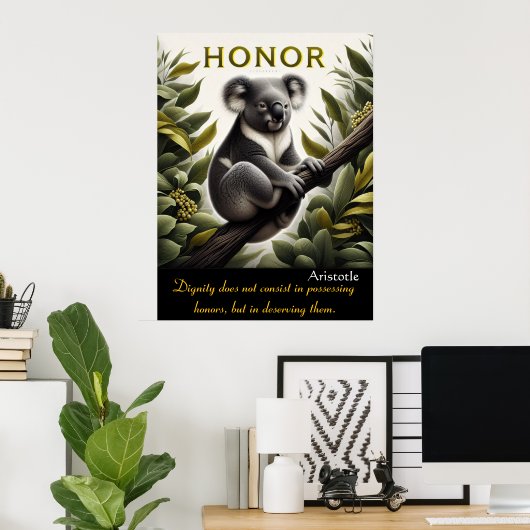 Eer bloesems in de vredige baars van Koala Poster (Thuiskantoor)