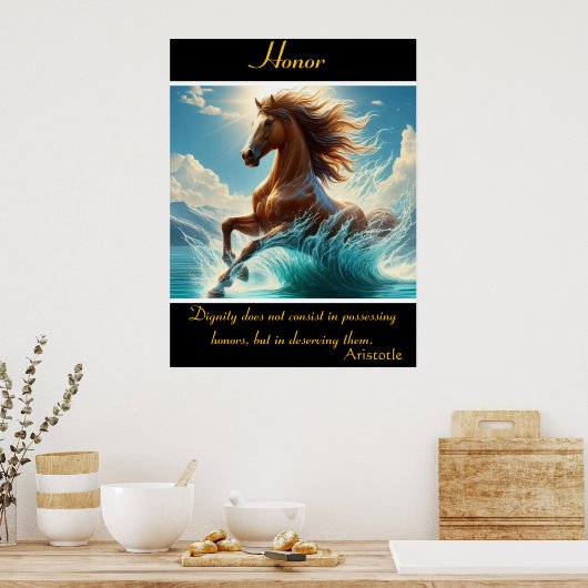 Eer danst te midden van turquoise wateren poster (Keuken)