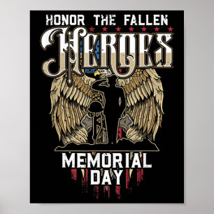 Eer de Fallen Heroes Soldier Memorial Day Poster