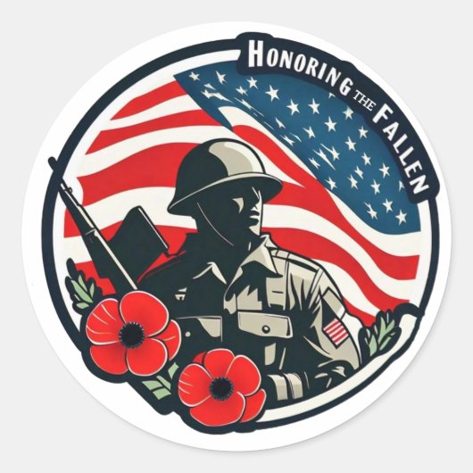 Eer de Gevallenen op Memorial Day Ronde Sticker (Voorkant)