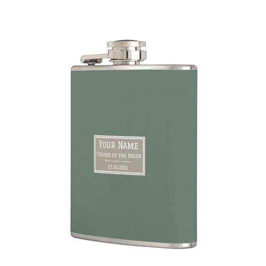 Eer de vader van de bruid: Elegant Sage Green Heupfles (Links)