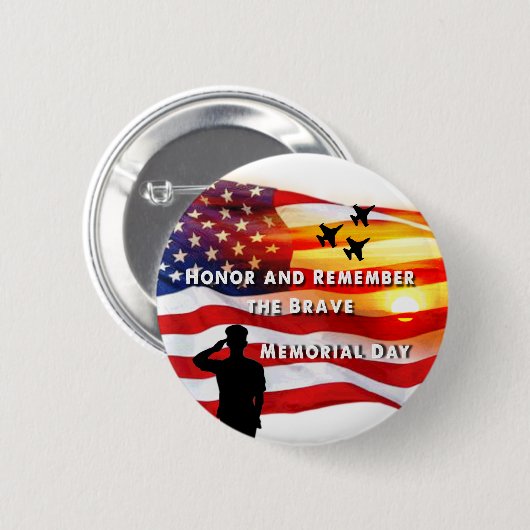 Eer en herinner de Brave Ronde Button 5,7 Cm (Voorkant /achterkant)