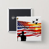 Eer en herinner de Brave Vierkante Button 5,1 Cm (Voorkant /achterkant)