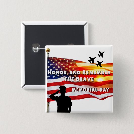 Eer en herinner de Brave Vierkante Button 5,1 Cm (Voorkant /achterkant)