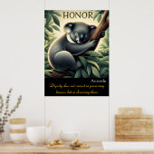 Eer gedijt temidden van serene Koala-rust Poster (Keuken)