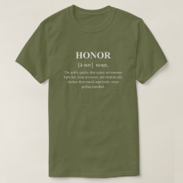 Eer grappig karakter definitie met witte tekst t-shirt