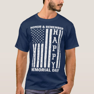 Eer Herinnering Gelukkige Gedenkdag VS-Vlag T-shirt