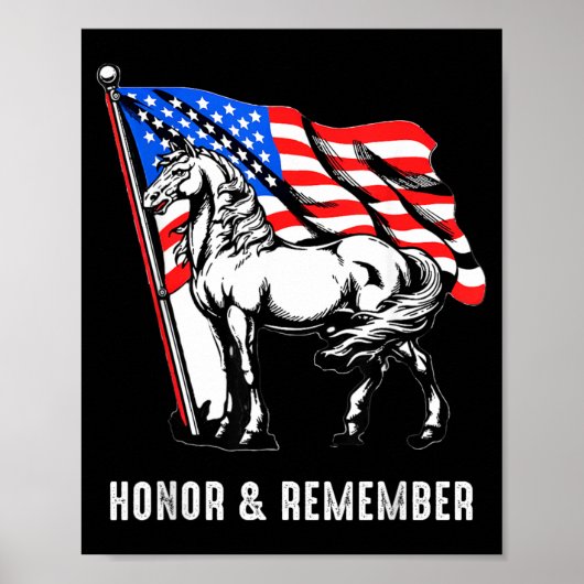 Eer Herinnering Patriottische Paard Amerikaanse Vl Poster (Voorkant)
