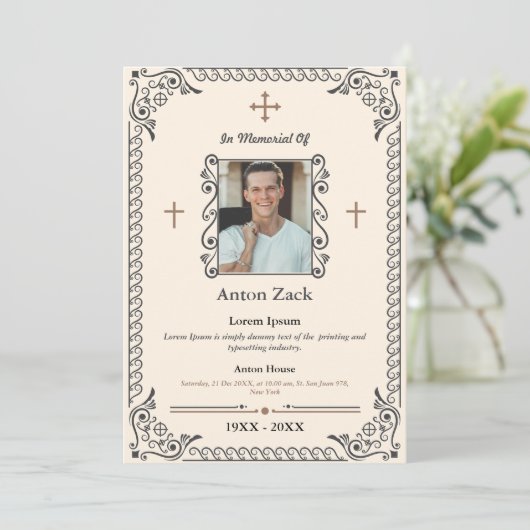 Eer hun nagedachtenis:  begrafenisuitnodiging kaart (Staand voorkant)