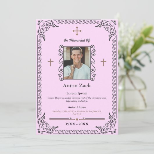 Eer hun nagedachtenis: begrafenisuitnodiging kaart (Staand voorkant)