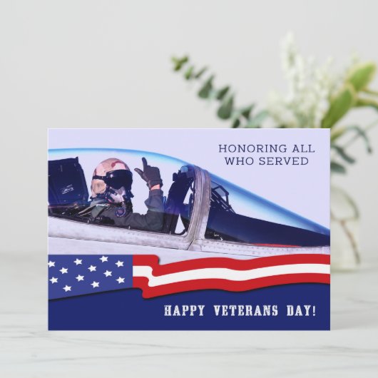 Eer iedereen die gediend heeft. Veterans Day Flat  Kaart (Staand voorkant)