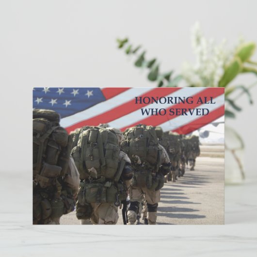 Eer iedereen die gediend heeft. Veterans Day Flat  Kaart (Staand voorkant)