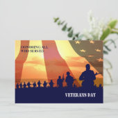 Eer iedereen die gediend heeft. Veterans Day Flat Kaart (Staand voorkant)