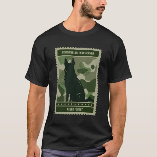 Eer iedereen die heeft gediend - Militaire hond T-shirt (Voorkant)