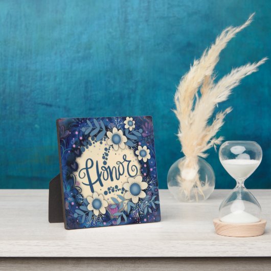 Eer Inspirerend Hart Bloemen Blauw Fotoplaat (Insitu)