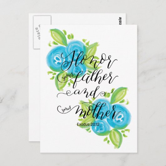 Eer je vader en moeder briefkaart (Voorkant / Achterkant)